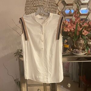 Liu Jo White Sleeveless Top with Striped Accents size 42